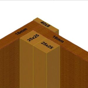 Garage Eden, pannelli in abete rosso 16 mm.