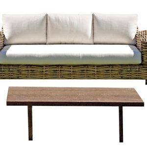 Set Bangalore Rattan Gigante Nat/Cusc Ecru' 4 Pz