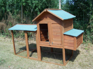 Pollaio grande a doppio corpo, in legno, per 5-8 polli.
