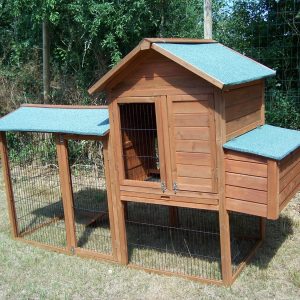 Pollaio grande a doppio corpo, in legno, per 5-8 polli.