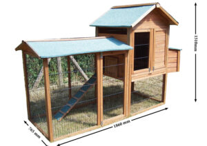 Pollaio grande a doppio corpo, in legno, per 5-8 polli.