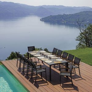 Tavolo Nettuno - Allungabile  200/300 X 100 Cm - Piano A Doghe In Alluminio - Allungo Con Gambe Scorrevoli