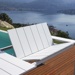 Tavolo Nettuno - Allungabile  200/300 X 100 Cm - Piano A Doghe In Alluminio - Allungo Con Gambe Scorrevoli