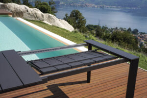 Tavolo Nettuno - Allungabile  200/300 X 100 Cm - Piano A Doghe In Alluminio - Allungo Con Gambe Scorrevoli