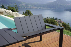 Tavolo Nettuno - Allungabile  200/300 X 100 Cm - Piano A Doghe In Alluminio - Allungo Con Gambe Scorrevoli