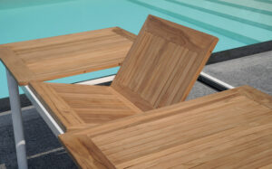 Tavolo Fuerteventura 150/210X90 in alluminio e teak Greenwood