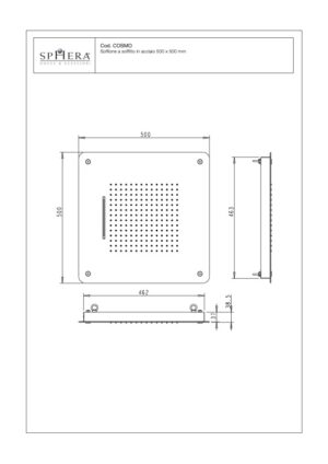 Soffione in acciaio a soffitto Sphera italia