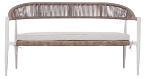 Set Milano - Composto Da 2 Poltrone, 1 Divano E Un Tavolino Con Piano A Doghe Di Alluminio 100 X 55 X 45 Cm - Struttura In Alluminio   B - Seduta E Schienale In Twist Wicker Ø 5 Mm Paglia - Cuscini Sfoderabili