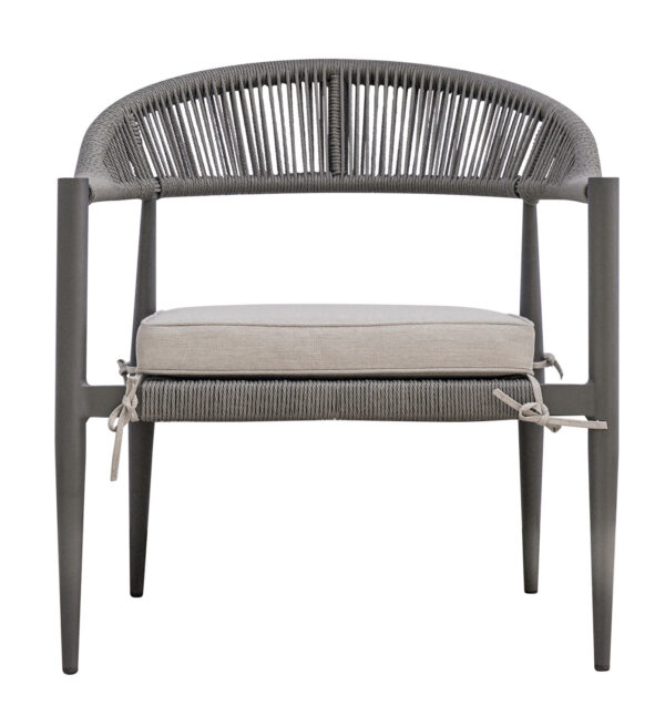 Set Milano - Composto Da 2 Poltrone, 1 Divano E Un Tavolino Con Piano A Doghe Di Alluminio 100 X 55 X 45 Cm - Struttura In Alluminio   B - Seduta E Schienale In Twist Wicker Ø 5 Mm Paglia - Cuscini Sfoderabili