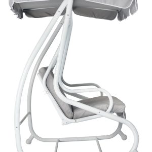 Dondolo 3 posti reclinabile bianco con seduta grigia Greenwood