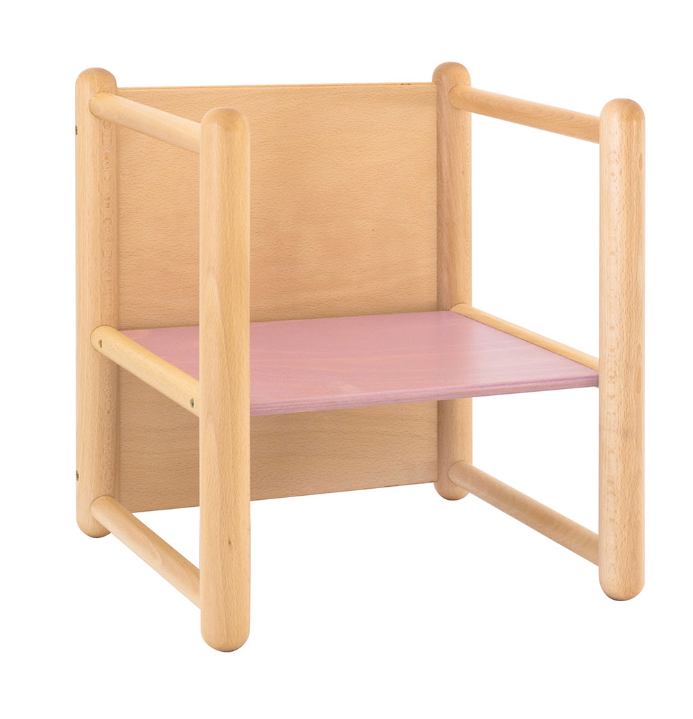 Sedia pluriuso DIXI di Adex in legno a forma di cubo per bambini