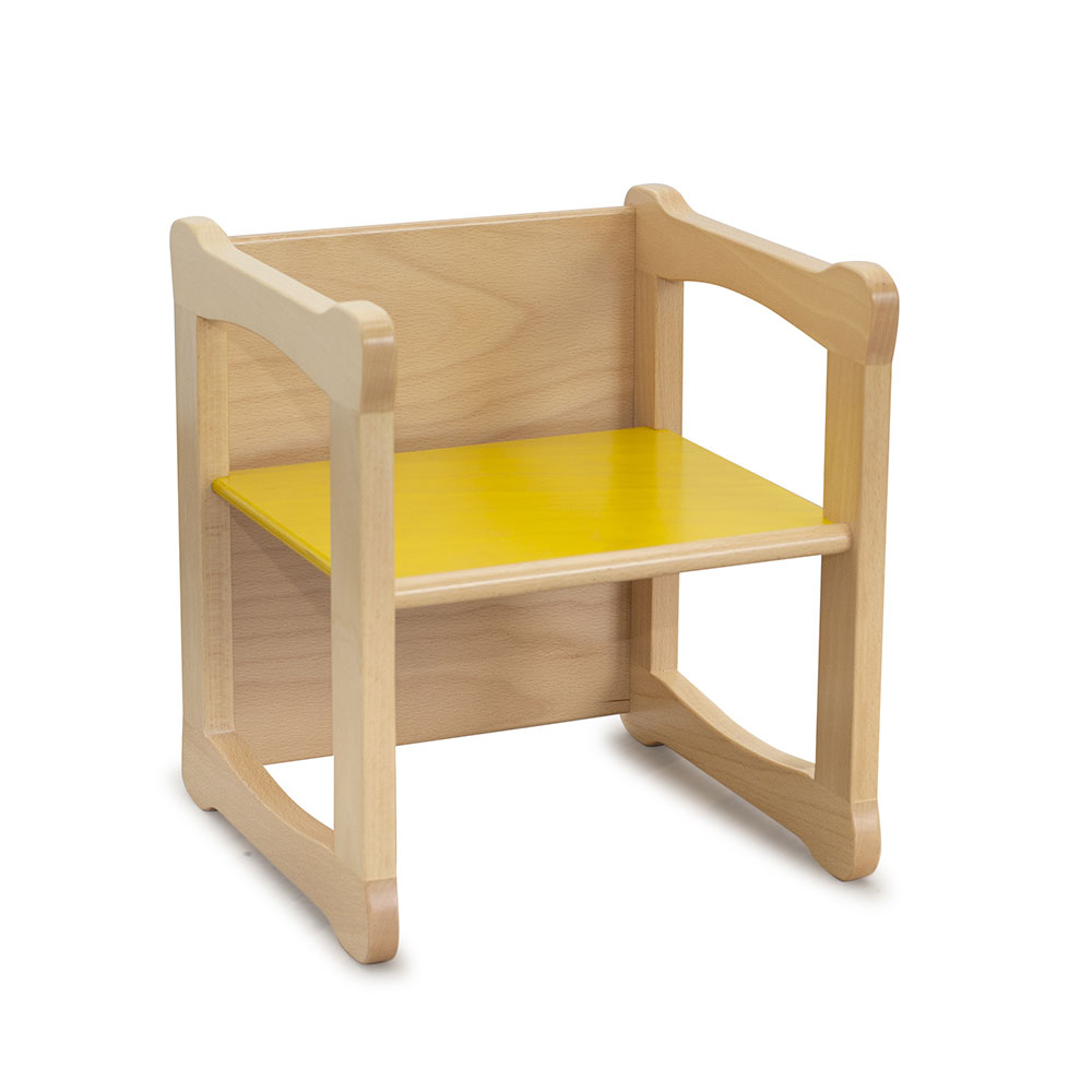Sedia DIXI/Q di Adex impilabile in legno di colore giallo per ambienti educativi