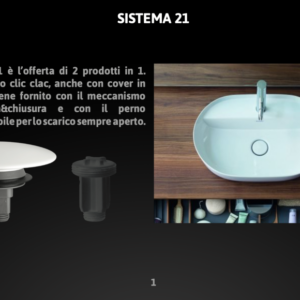 Scarico per lavabo e bidet CLIC-CLAC universale con sistema a vite in acciaio inox 304 FCR