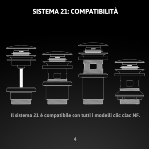 Scarico per lavabo e bidet CLIC-CLAC universale con sistema a vite in acciaio inox 304 FCR