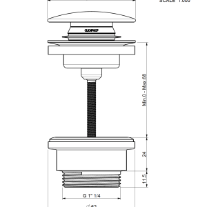 Scarico per lavabo e bidet CLIC-CLAC universale con sistema a vite in acciaio inox 304 FCR