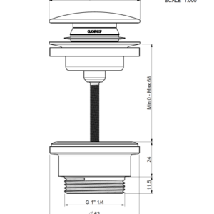 Scarico per lavabo e bidet CLIC-CLAC universale con sistema a vite in acciaio inox 304 FCR
