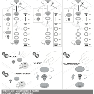 Scarico per lavabo e bidet CLIC-CLAC universale con sistema a vite in acciaio inox 304 FCR