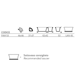 Garden Italia Vaso per Piante Angolare Millerighe Basso FAM 46×53 cm in Resina – Made in Italy, Leggero e Antiurto, per Interni ed Esterni