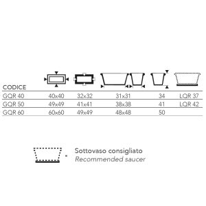 Garden Italia Vaso per Piante Quadro con Rosone GQR 60×50 cm in Resina – Made in Italy, Resistente al Gelo e Antiurto
