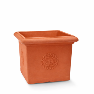 Garden Italia Vaso per Piante Quadro con Rosone GQR 49×41 cm in Resina – Made in Italy, Resistente al Gelo e Antiurto
