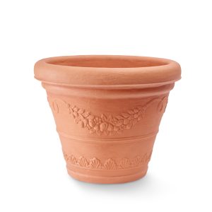 Garden Italia Vaso Tondo Campana con Festoni Ø70 cm in Resina – Made in Italy, Resistente al Gelo e Antiurto