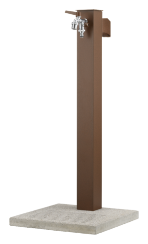 Fontana da esterno a doppio rubinetto con portagomma e base Belfer in acciaio zincato