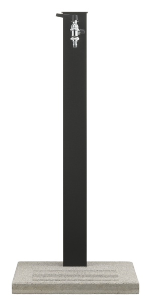 Fontana da esterno a doppio rubinetto con portagomma e base Belfer in acciaio zincato