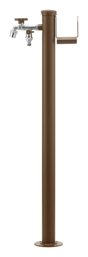 Fontana da esterno a doppio rubinetto con anello portagomma Belfer in acciaio zincato