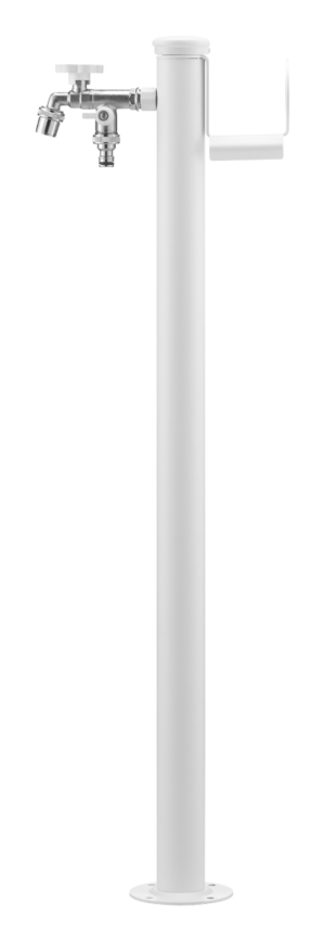 Fontana da esterno a doppio rubinetto con anello portagomma Belfer in acciaio zincato