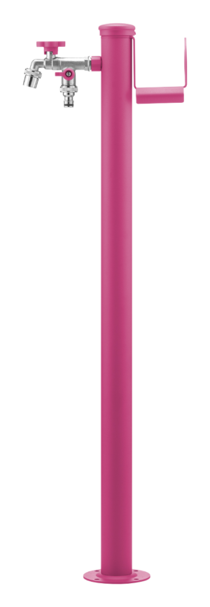 Fontana da esterno a doppio rubinetto con anello portagomma Belfer in acciaio zincato