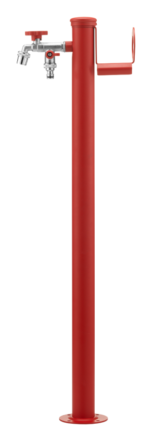 Fontana da esterno a doppio rubinetto con anello portagomma Belfer in acciaio zincato