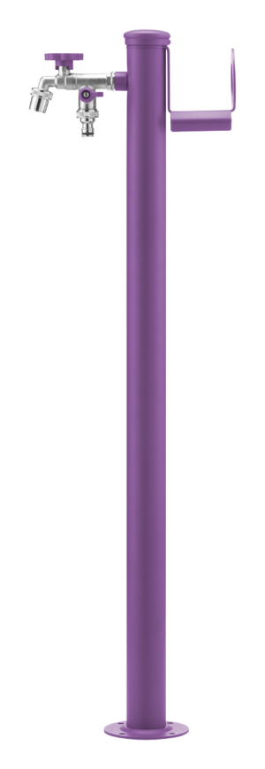 Fontana da esterno a doppio rubinetto con anello portagomma Belfer in acciaio zincato