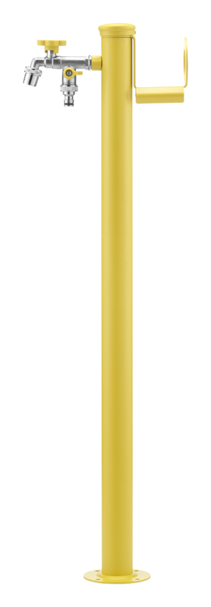 Fontana da esterno a doppio rubinetto con anello portagomma Belfer in acciaio zincato