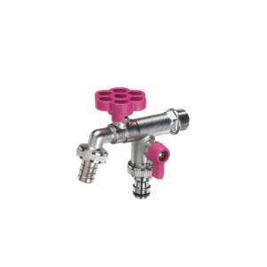 Rubinetto doppio con manopola a fiore Belfer Ø 30 mm