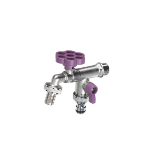 Rubinetto doppio con manopola a fiore Belfer Ø 30 mm