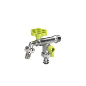 Rubinetto doppio con manopola a fiore Belfer Ø 30 mm