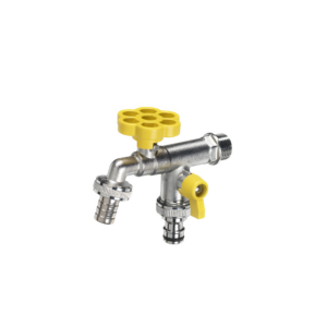 Rubinetto doppio con manopola a fiore Belfer Ø 30 mm