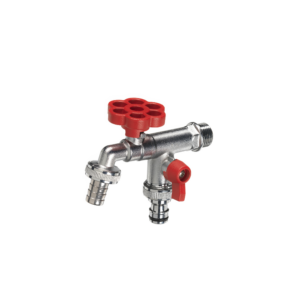 Rubinetto doppio con manopola a fiore Belfer Ø 30 mm