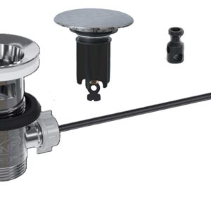 Scarico per lavabo e bidet del bagno, modello pop up in acciaio inox 304 – spazzolato con tappo REVO grande