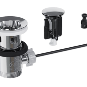 Scarico per lavabo e bidet del bagno, modello pop up in acciaio inox 304 – cromato con tappo REVO