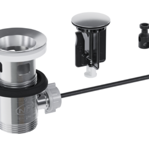 Scarico per lavabo e bidet del bagno, modello pop up in acciaio inox 304 – cromato con tappo REVO