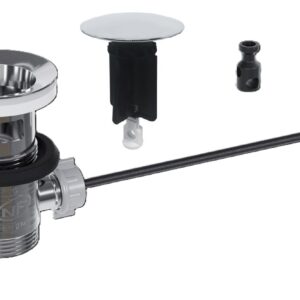 Scarico per lavabo e bidet del bagno, modello pop up in acciaio inox 304 – cromato con tappo REVO
